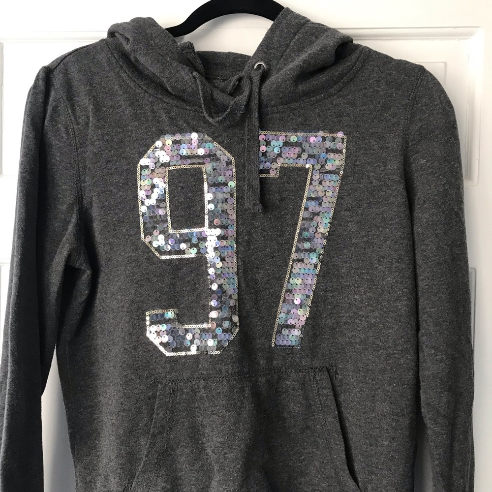 Aeropostale gray sequin hoodie medium